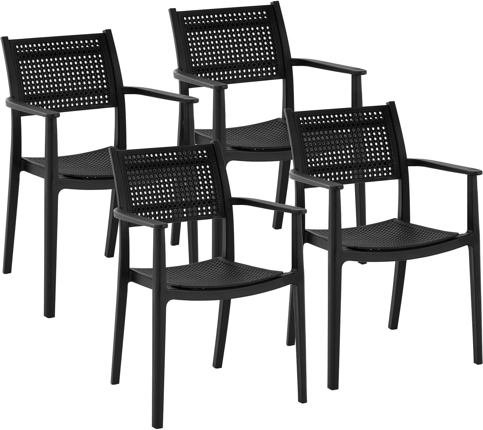 Fotele i krzesła ogrodowe - Royal Krzesła 4 szt Catering do 150 kg oparcia ażurowe podłokietniki czarne RCFU_07 - grafika 1