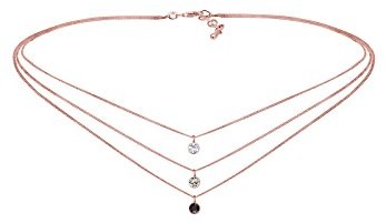 Naszyjniki - Elli łańcuszek damski z wisiorkiem w kształcie Choker srebro 925 kryształ szlif okrągły 36 cm, srebro, różowy (Rosegold) 0104252117_36 - grafika 1