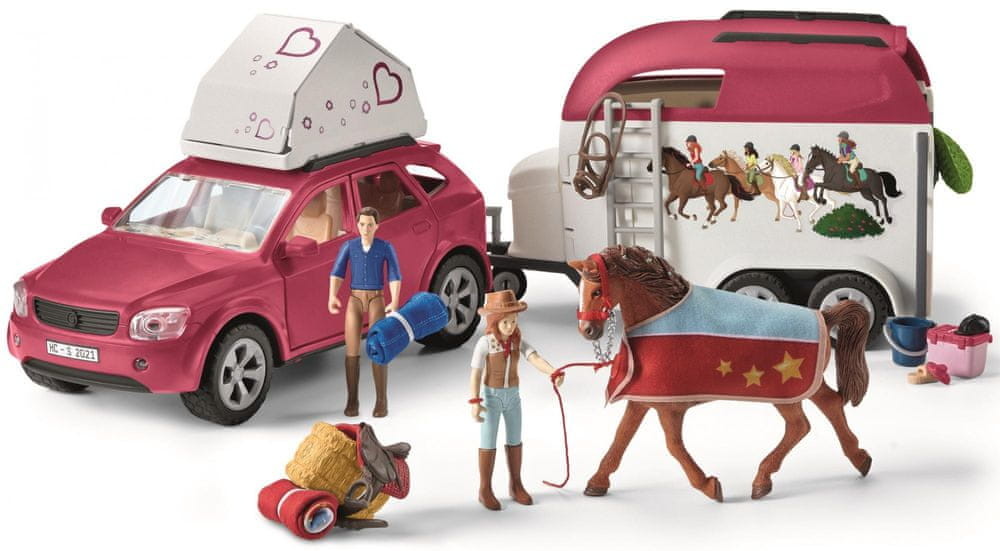 Figurki dla dzieci - Schleich Horse Adventures with Car and Trailer 42535 - grafika 1