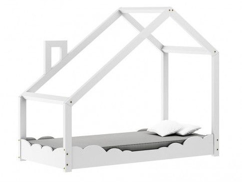 Łóżka dla dzieci i młodzieży - Elior Drewniane łóżko dziecięce domek Lumo 5X - Białe - grafika 1