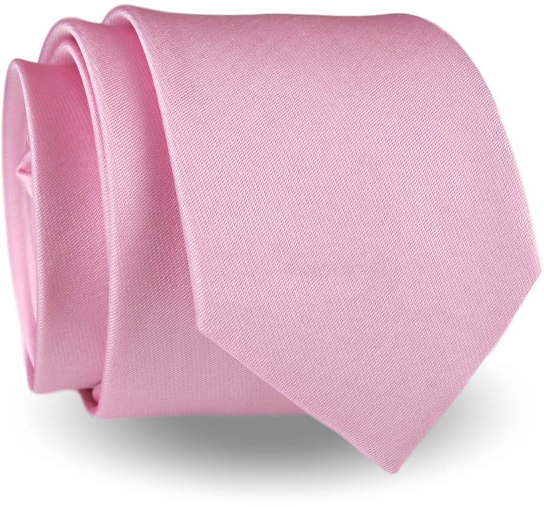 Krawaty i muchy męskie - Lanvino Krawat Męski Elegancki Modny Klasyczny szeroki gładki pudrowy różowy G305 Krawat G305 - grafika 1