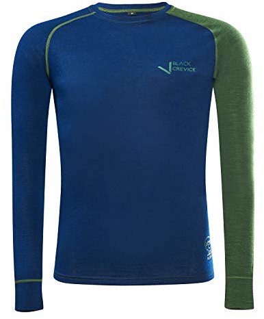 Koszulki sportowe męskie - Black Crevice Black Crevice Męska koszulka z długim rękawem z wełny merino koszulka funkcyjna, steel blue/forest green, M BCR403652-BF-M - grafika 1