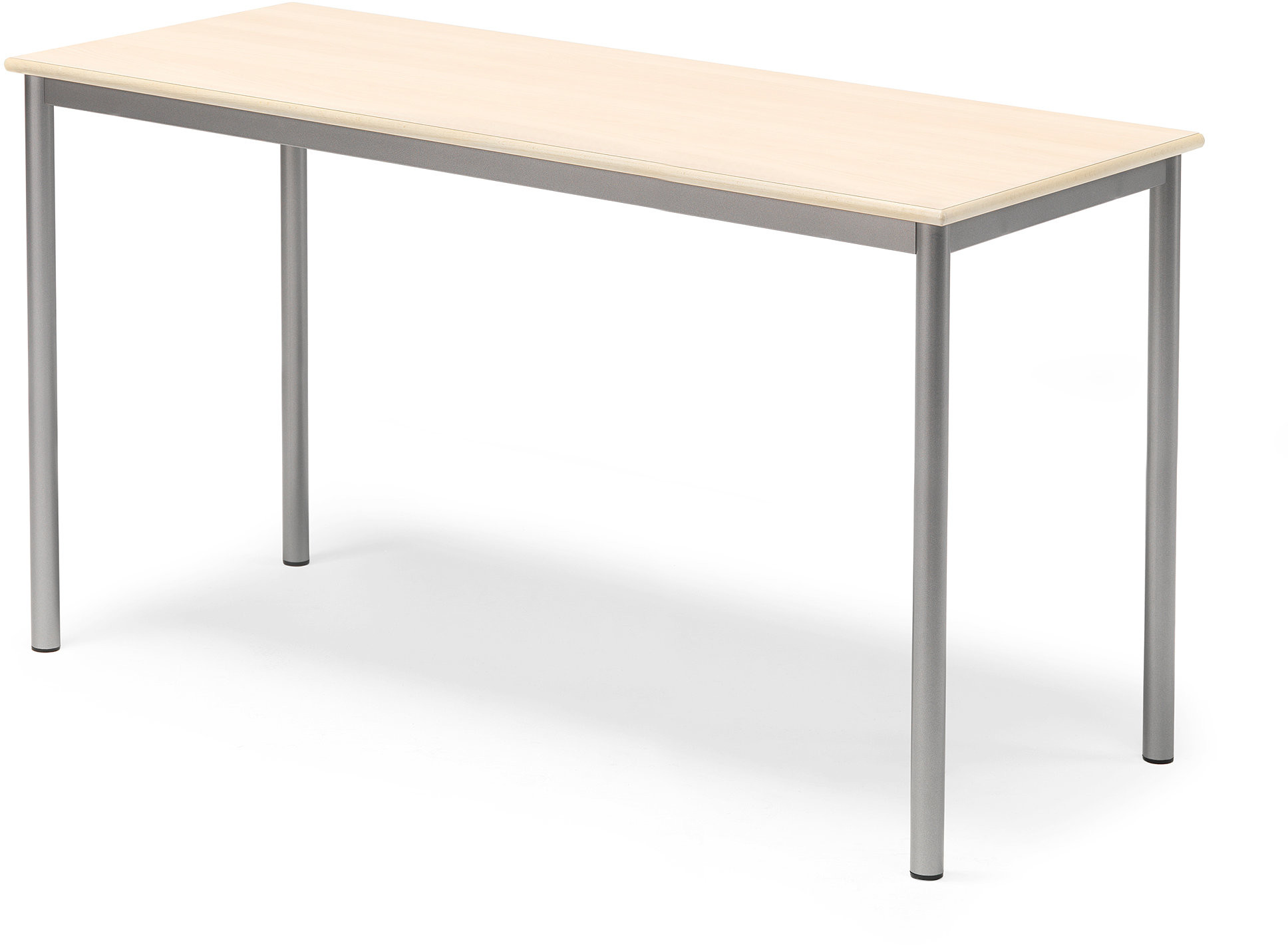 Stoły i stoliki do biura - AJ Produkty Stół BORS, 1400x600x760 mm, laminat brzoza, szary aluminium - grafika 1