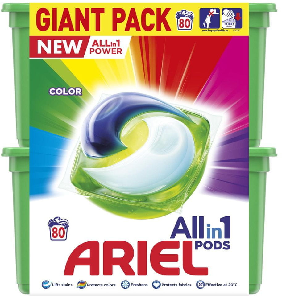 Środki do prania - Ariel kapsułki do prania All in 1 Color 80 szt - grafika 1