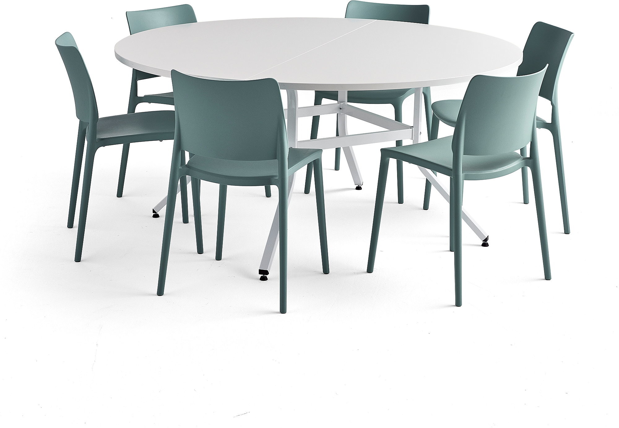 Stoły i stoliki do biura - AJ Produkty Zestaw mebli VARIOUS + RIO, 1 stół i 6 turkusowych krzeseł - grafika 1