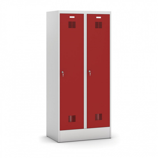 Szafki BHP - Kovona Metalowa szafka ubraniowa z przegrodą, czerwone drzwi, zamek cylindryczny, demontowana A1038I7.2.75.14B2B - grafika 1