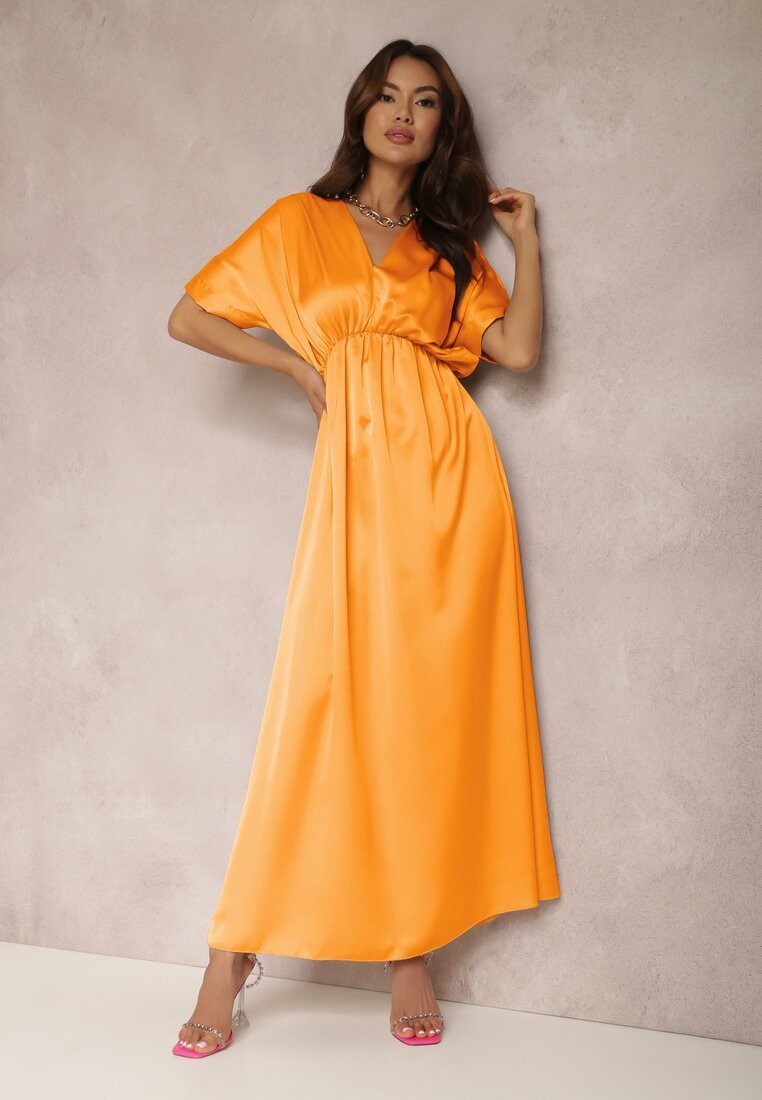 Sukienki - Pomarańczowa Sukienka Satynowa Cythora - grafika 1