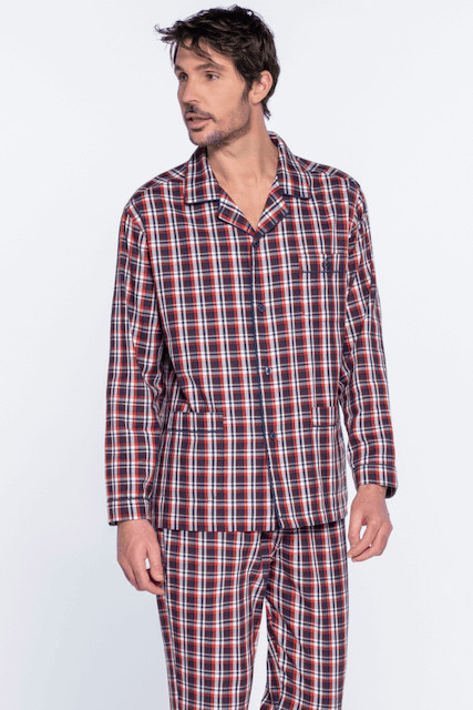 Piżamy męskie - GUASCH Piżama męska AKIM Bordowy XL GU_PC141_D808 - grafika 1