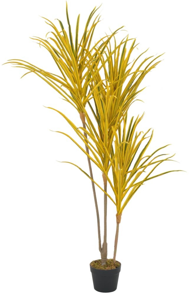 Sztuczne drzewka - vidaXL Sztuczna dracena z doniczką, żółty, 125 cm - grafika 1