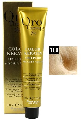 Farby do włosów i szampony koloryzujące - Fanola 11.0 Oro Puro Therapy Keratin Color 100 ML Super Blond Platyna HC-18-58 - grafika 1