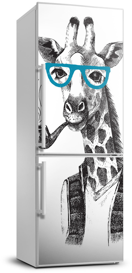 Naklejki na drzwi i meble - Foto okleina na lodówkę Żyrafy w okularach - grafika 1
