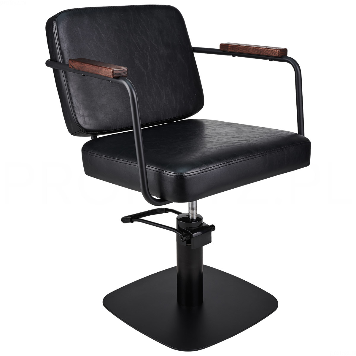 Fotele fryzjerskie - AYALA Fotel fryzjerski Enzo czarny baza kwadrat czarna dostępny w 48h - grafika 1