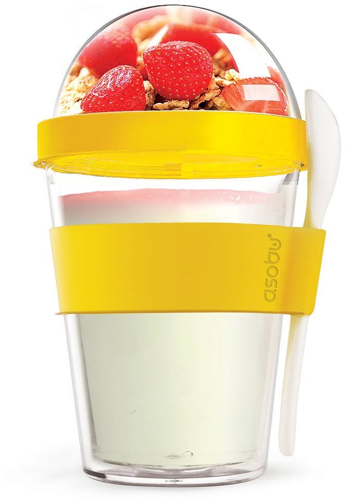 Lunch boxy - Asobu Lunchbox / pojemnik na jogurt z łyżką YO 2 GO Asobu - yellow YO2GOS YELLOW - grafika 1
