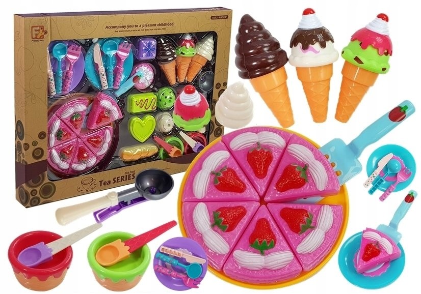 Zabawki AGD - Zabawkowy Zestaw Słodyczy Tort Akcesoria Kuchnia - grafika 1