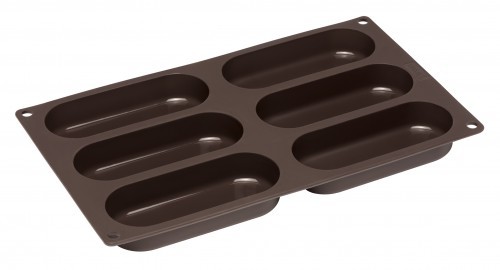 Formy do ciast - Lurch Flexiform - forma na 6 bułek do hot dogów, 30×17,5 cm, brązowa, LU-00085082 - grafika 1