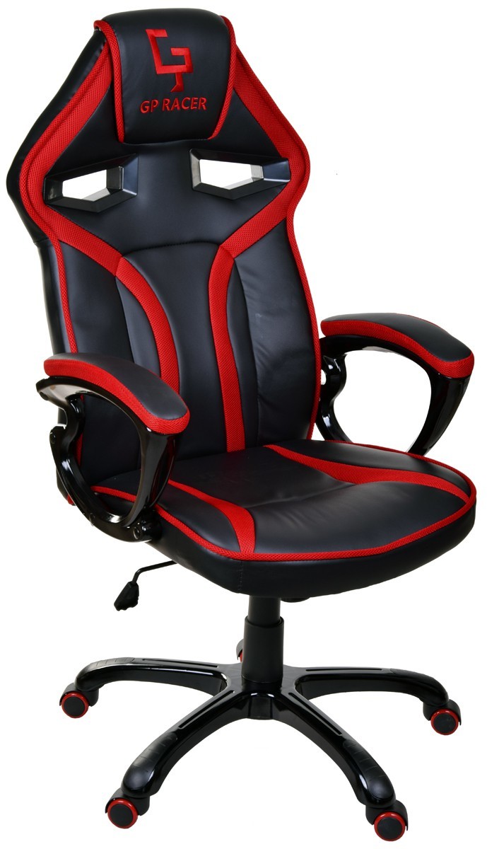 Fotele i krzesła biurowe - Giosedio Fotel gamingowy GP Racer czarno-czerwony GPR041 - grafika 1