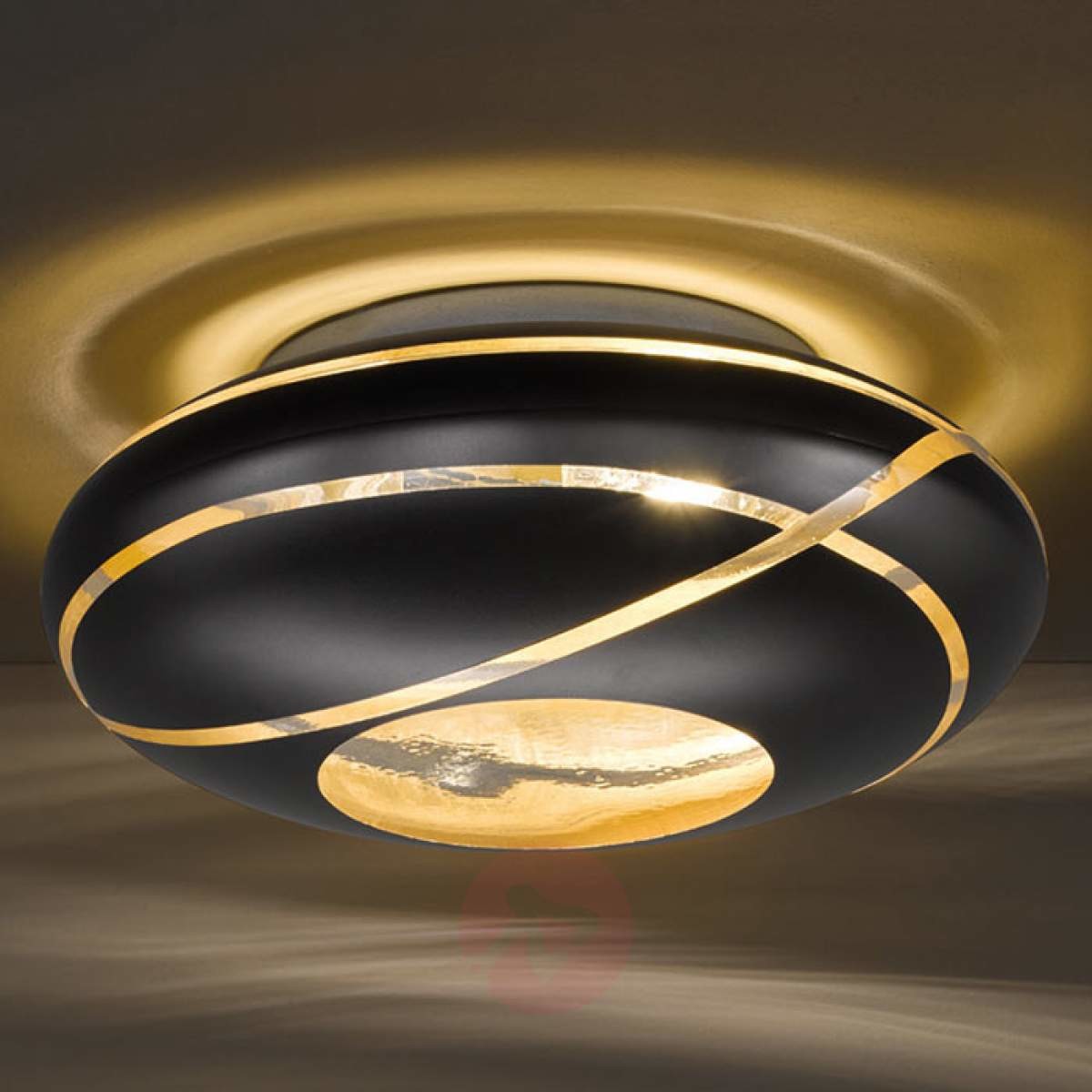 Lampy sufitowe - Trio Leuchten Czarno-złota lampa sufitowa Farona ze szkła - grafika 1