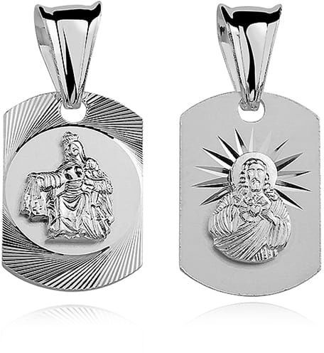 Biżuteria religijna - Srebrny medalik z Matką Bożą Szkaplerzną - grafika 1