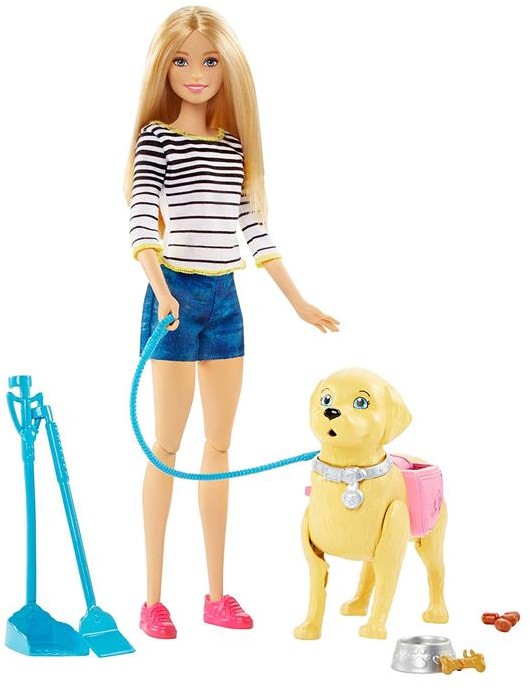 Lalki dla dziewczynek - Mattel Barbie Spacer z pieskiem czyścioszkiem DWJ68 - grafika 1