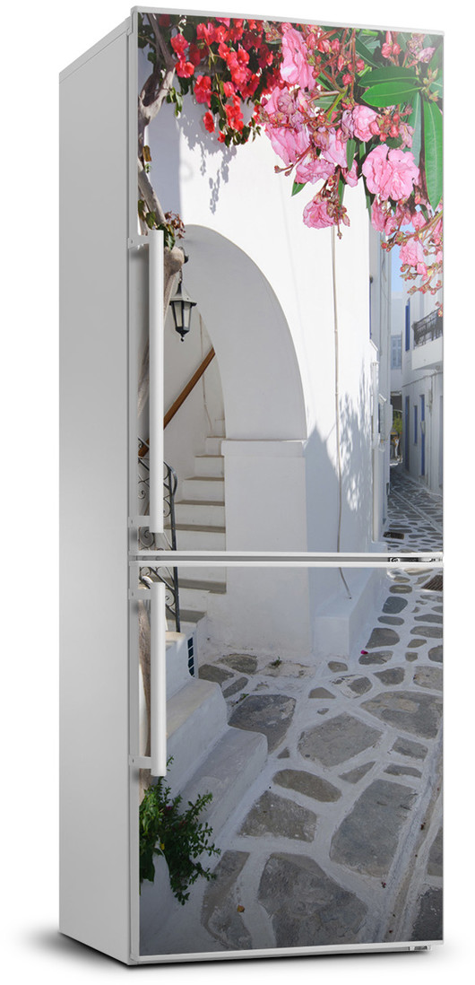 Naklejki na drzwi i meble - Tapeta samoprzylepna na lodówkę Grecka wioska - grafika 1