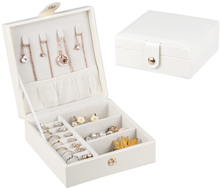 Biżuteria - akcesoria - Lilienne Kwadratowe pudełko na biżuterię białe ORGBIZSP01176-1 - grafika 1