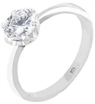 Pierścionki - Elli damski pierścionek zaręczynowy, srebro próba 925, z cyrkonią, kolor biały, szlif brylantowy, srebro sterling próby 925, biały 06400584_52 - grafika 1