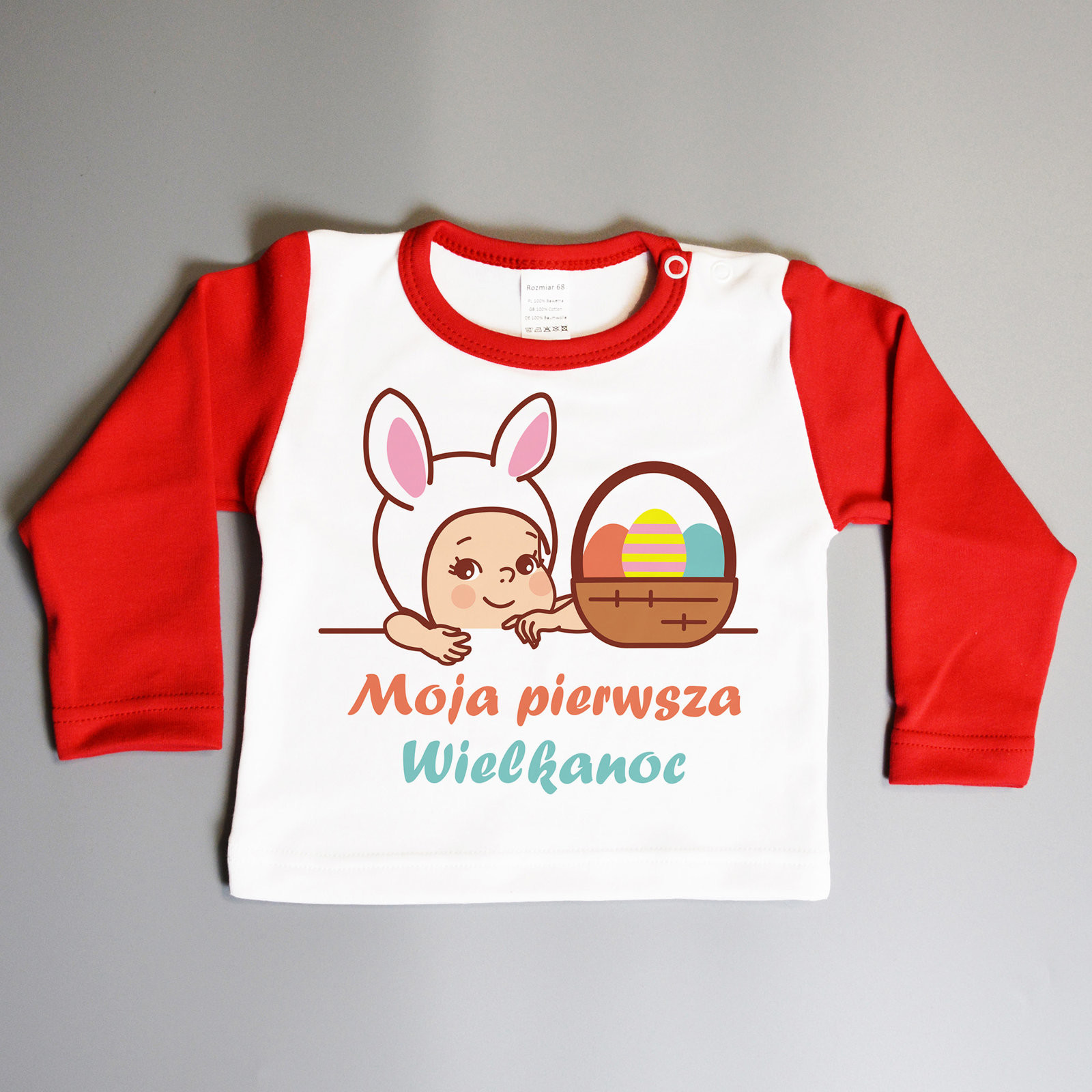 Bluzki dla niemowląt - Poczpol Moja pierwsza Wielkanoc - zajączek - koszulka wielkanocna 43000-39 - grafika 1