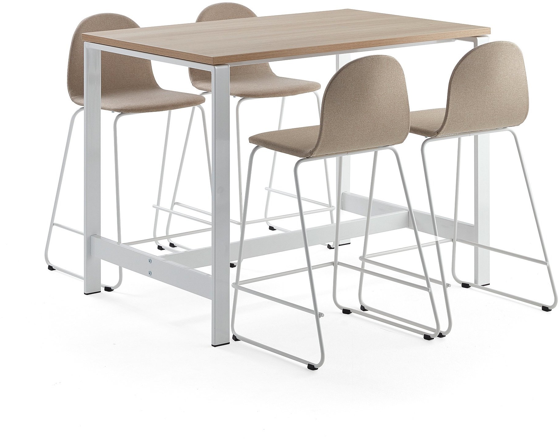 Zestawy mebli biurowych - AJ Produkty Zestaw mebli VARIOUS + GANDER, stół i 4 krzesła barowe, beżowy - grafika 1