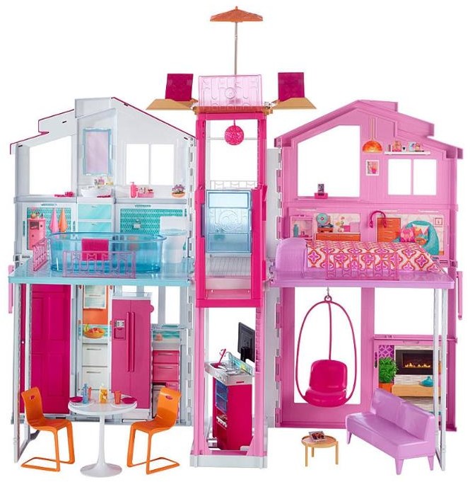 Domki dla lalek - Mattel Barbie Miejski domek DLY32 - grafika 1