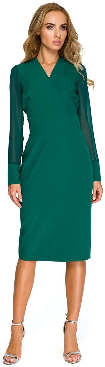 Sukienki - Style Sukienka ołówkowa z szyfonowymi rękawami - zielona - Style - grafika 1