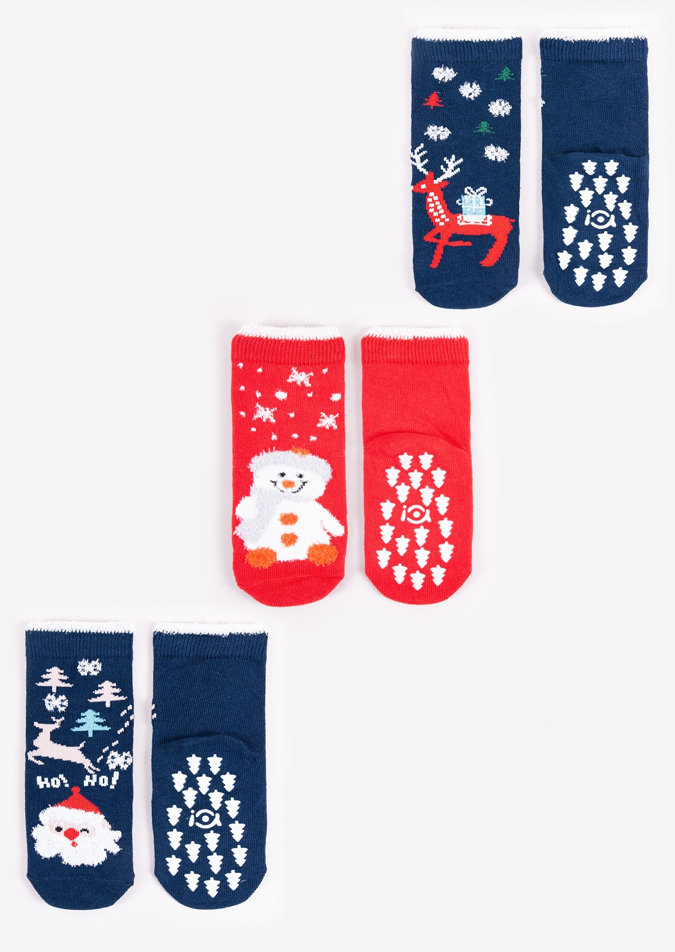 Skarpetki dla dzieci - YOCLUB Skarpety dziecięce świąteczne bawełniane z ABS 3PAK SKA-X010U-AA0A#023026 - grafika 1