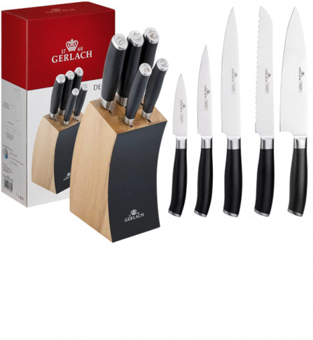 Noże kuchenne - Gerlach Zestaw noży w bloku Deco Czarny (991AB) - grafika 1