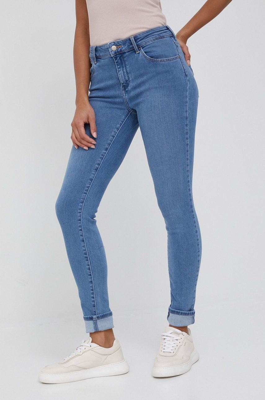 Spodnie damskie - Wrangler jeansy SKINNY SOFT MARBLE damskie medium waist - grafika 1
