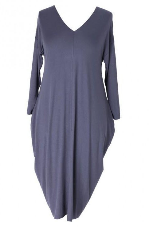 Sukienki - XL-ka Grafitowa sukienka cyntia z długim rękawem 54/56 - XL-ka - grafika 1