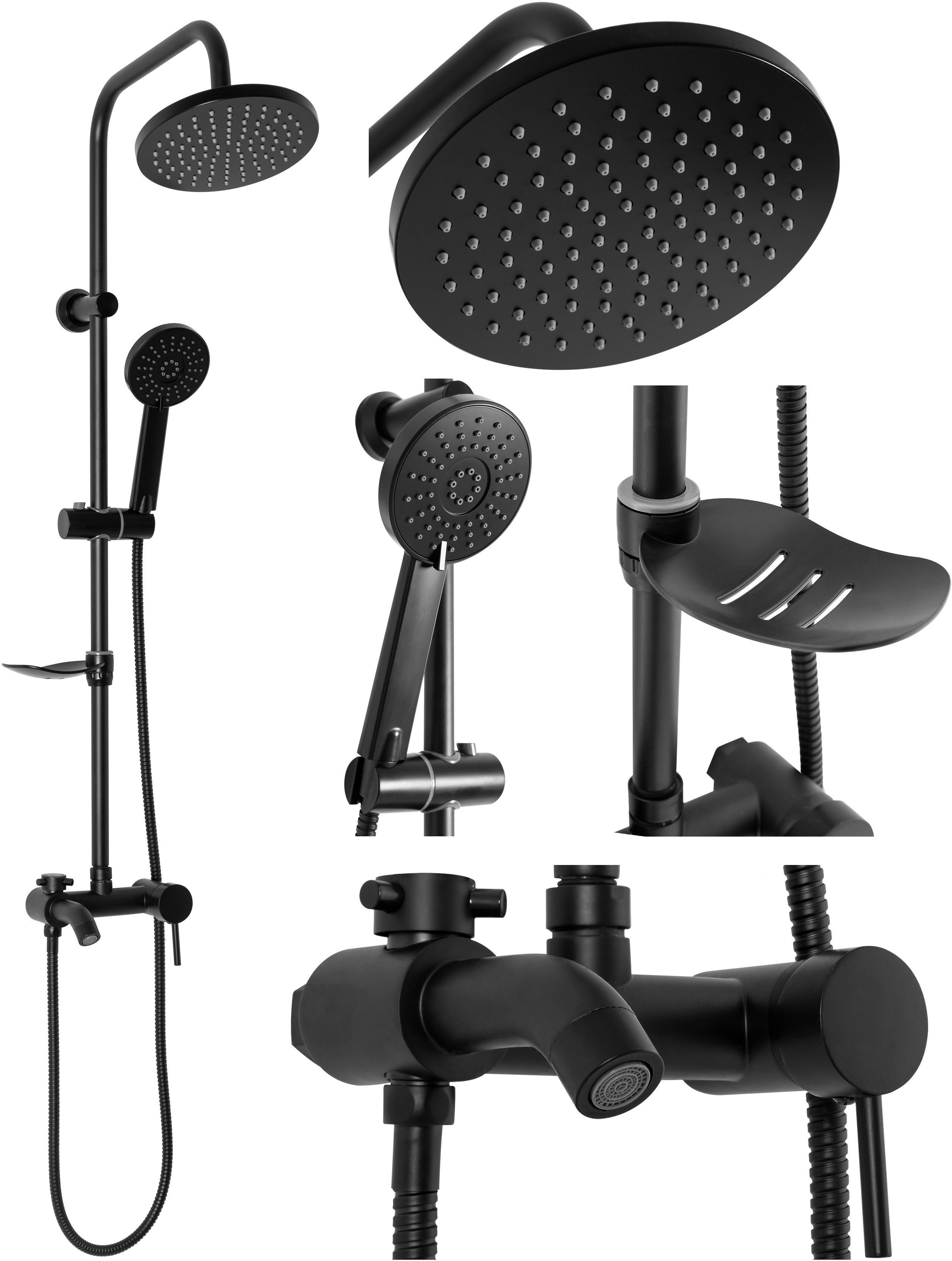 Zestawy prysznicowe - Rea Zestaw Prysznicowy Natryskowy Czarny LUIS Black P7005 - grafika 1