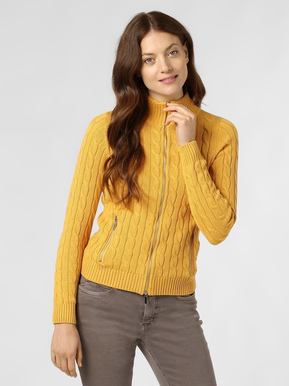 Swetry damskie - Franco Callegari Franco Callegari - Kardigan damski, żółty - grafika 1