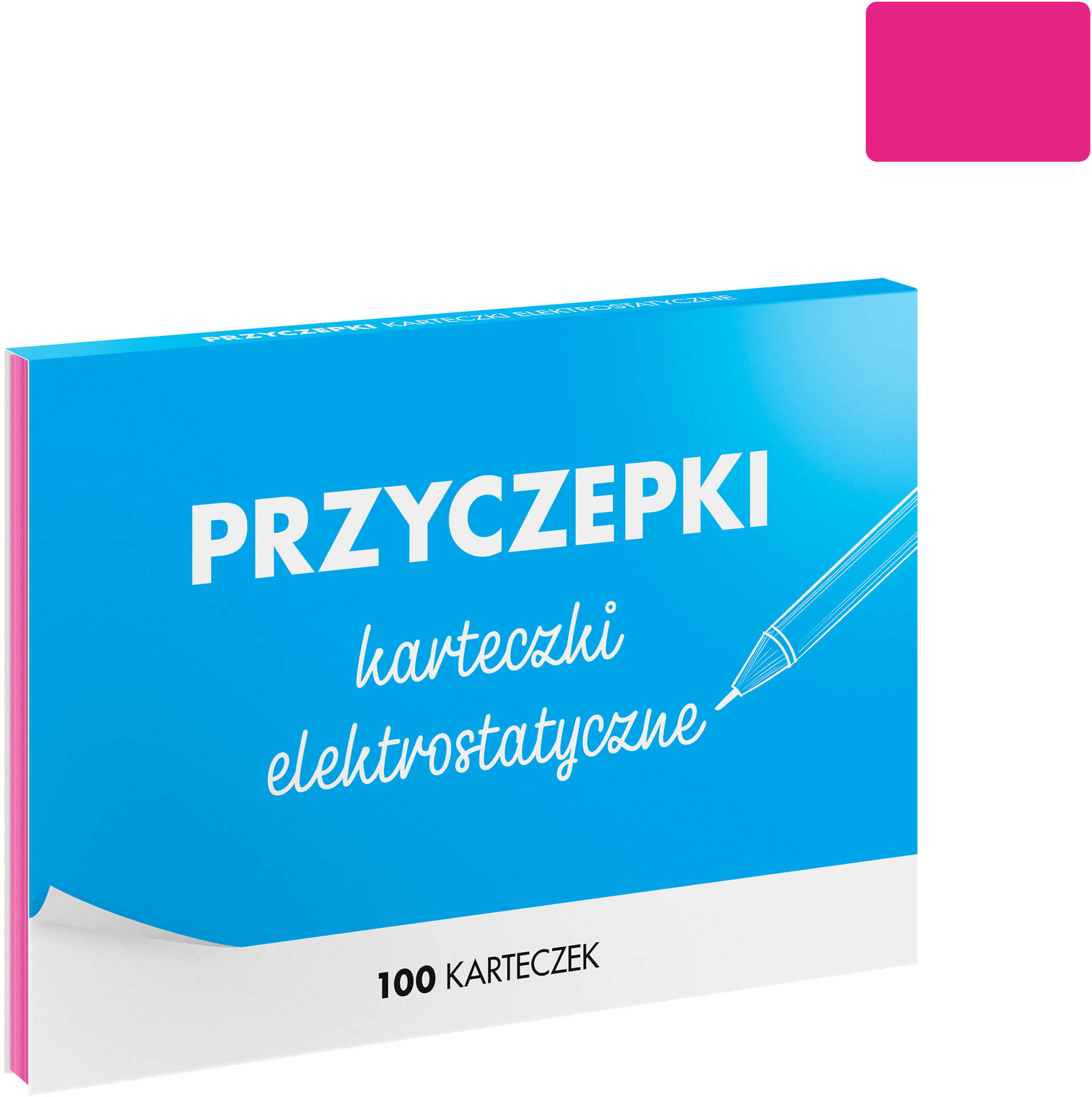 Notesy i bloczki - PRZYCZEPKI - różowe karteczki elektrostatyczne - 100 szt. PRZ100-P - grafika 1