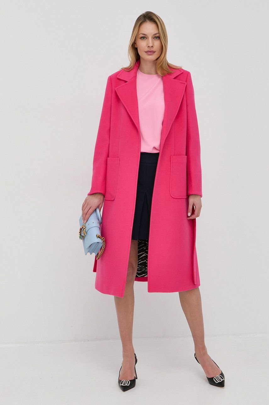 Płaszcze damskie - MAX&Co Płaszcz wełniany kolor różowy przejściowy niezapinany - M;L - grafika 1