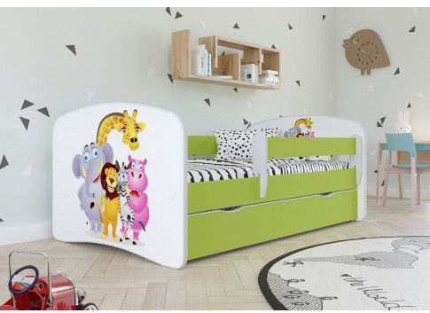 Łóżka dla dzieci i młodzieży - Łóżko dla dziecka z materacem Happy 2X mix 80x160 zielone - grafika 1