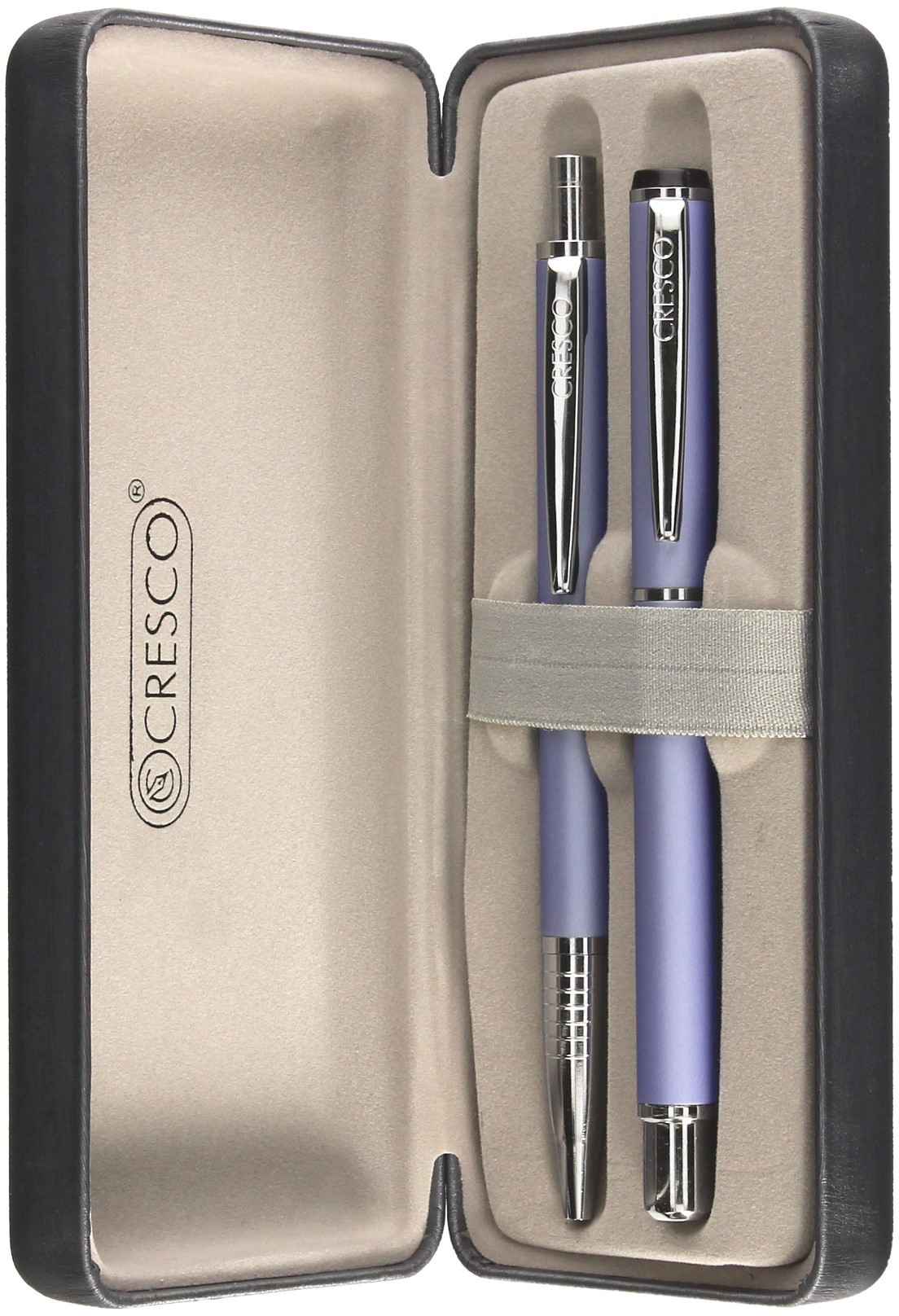 Zestawy piśmiennicze - CRESCO Komplet pióro wieczne + długopis fioletowy etui Winner Pastel 880055 - grafika 1