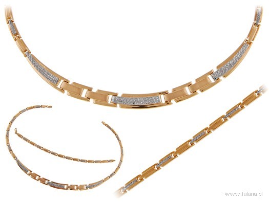 Zestawy biżuterii dla kobiet - FALANA Komplet kolia i bransoleta żółte i białe złoto gx025 - 18,48g. gx025 - grafika 1