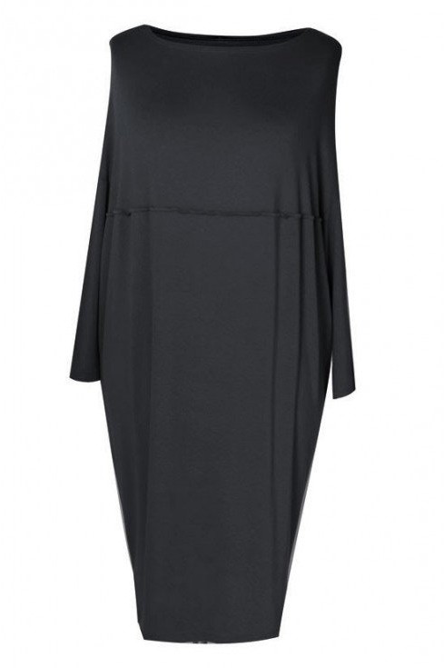 Sukienki - XL-ka Czarna sukienka oversize z przeszyciem CLAUDIA - XL-ka - grafika 1
