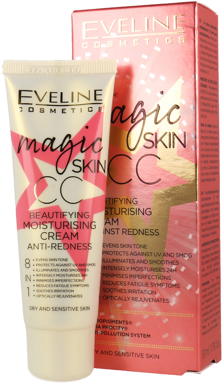 Kremy CC - Eveline Cosmetics Magic Skin CC Nawilżający Krem CC 8w1 Maskujący Zaczerwienienia - grafika 1