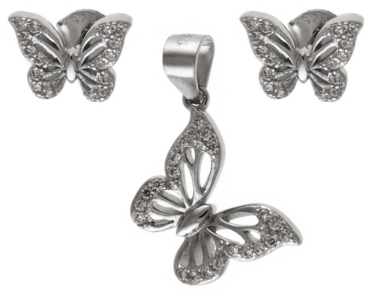 Zestawy biżuterii dla kobiet - FALANA Komplet srebrny motyle motylki z0711- 2,5g. z0711 - grafika 1