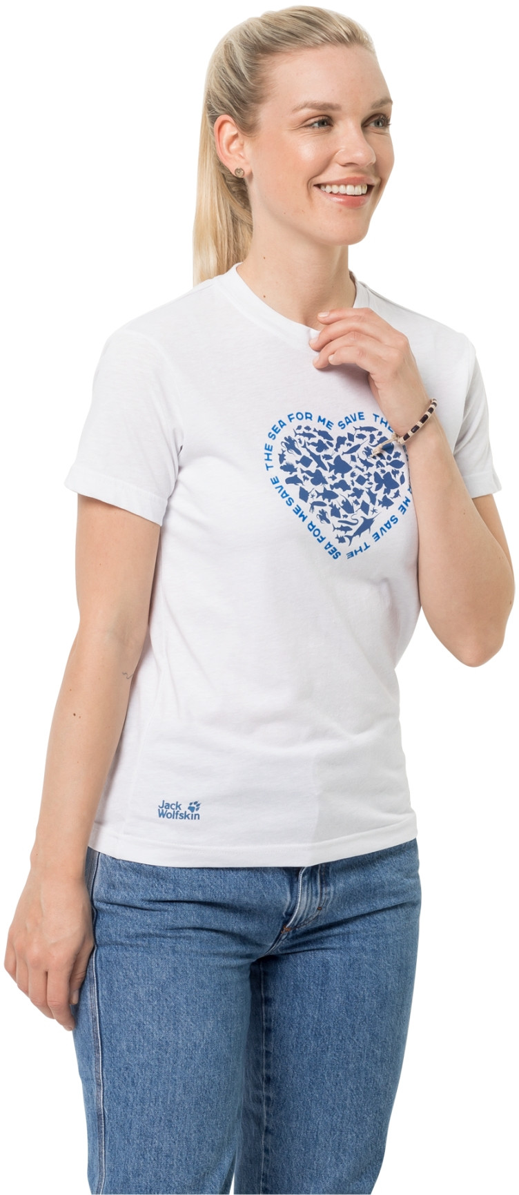 Koszule damskie - Jack Wolfskin Damska koszulka z krótkim rękawem SEA GROUND T W White Rush - grafika 1