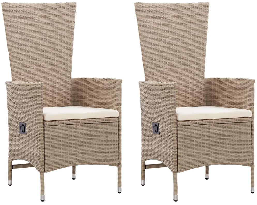 Fotele i krzesła ogrodowe - vidaXL Krzesła ogrodowe z poduszkami, 2 szt., polirattan, beżowe - grafika 1