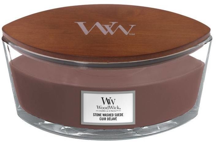 Świece - WoodWick Świeca zapachowa Hearthwick Stone Washed Suede - grafika 1