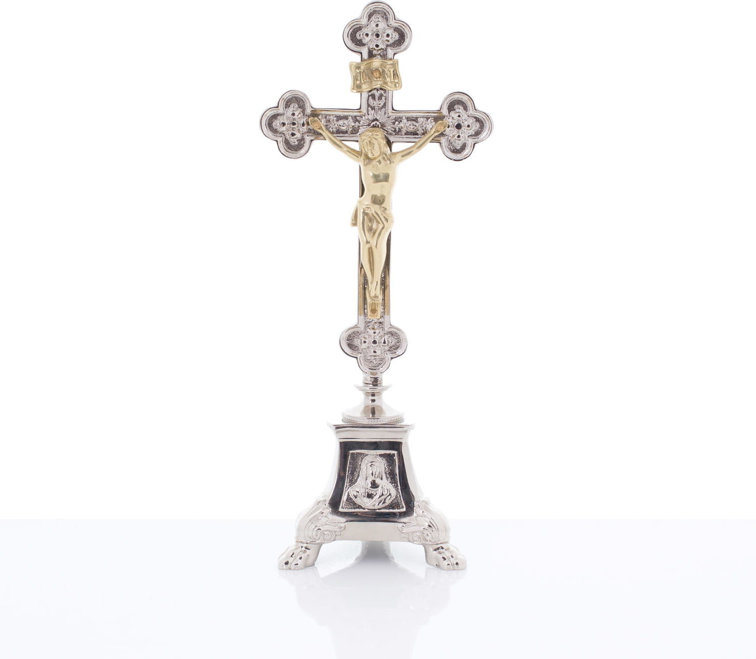Biżuteria religijna - Krzyż ołtarzowy, mosiężny 38,5 cm - grafika 1
