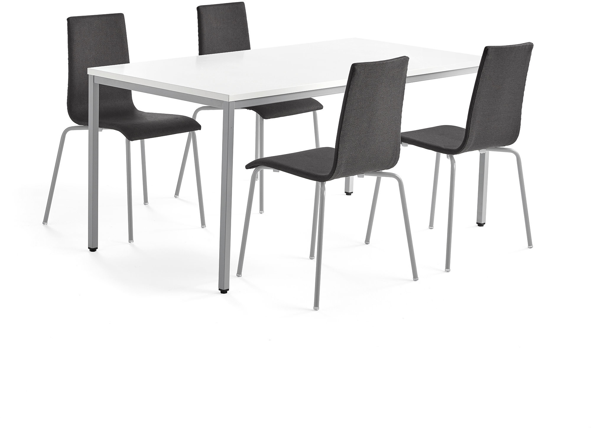 Zestawy mebli biurowych - AJ Produkty Zestaw konferencyjny MODULUS + MELVILLE, 1 stół + 4 krzesła ciemno szare - grafika 1