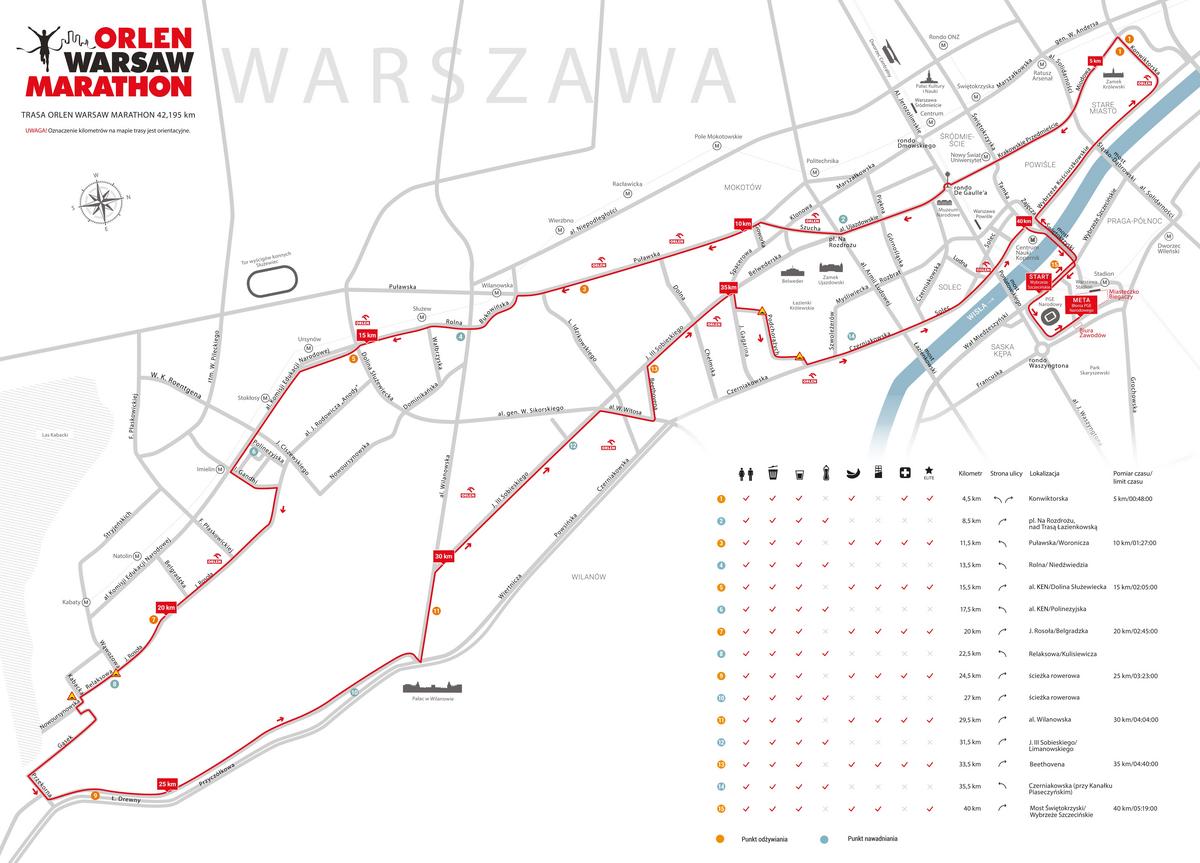Orlen Warsaw Marathon - trasa